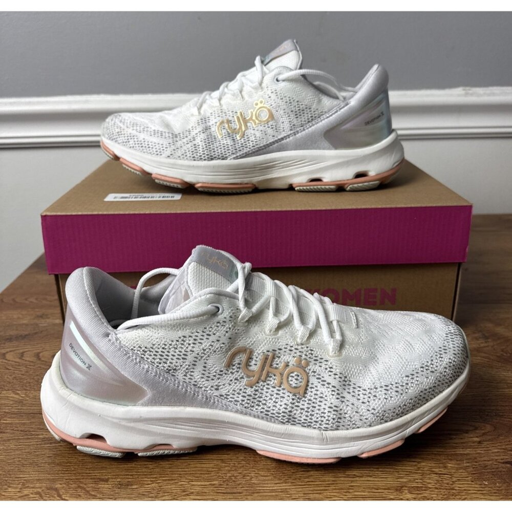 Ryka Women's White & Light Pink Athletic Running Shoes